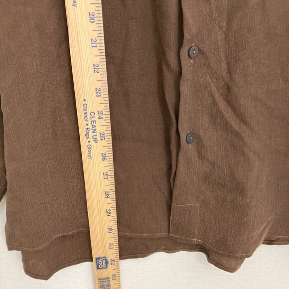 Wynne Layers size XL Brown Tan V Abstract Print V neck Relaxed Stretch Blouse - Picture 5 of 9